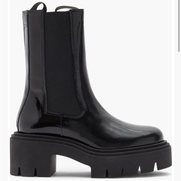 & Other Stories Tall Leather Lug Sole Boot Platform Chelsea Wmn 38 / 7 NEW Black